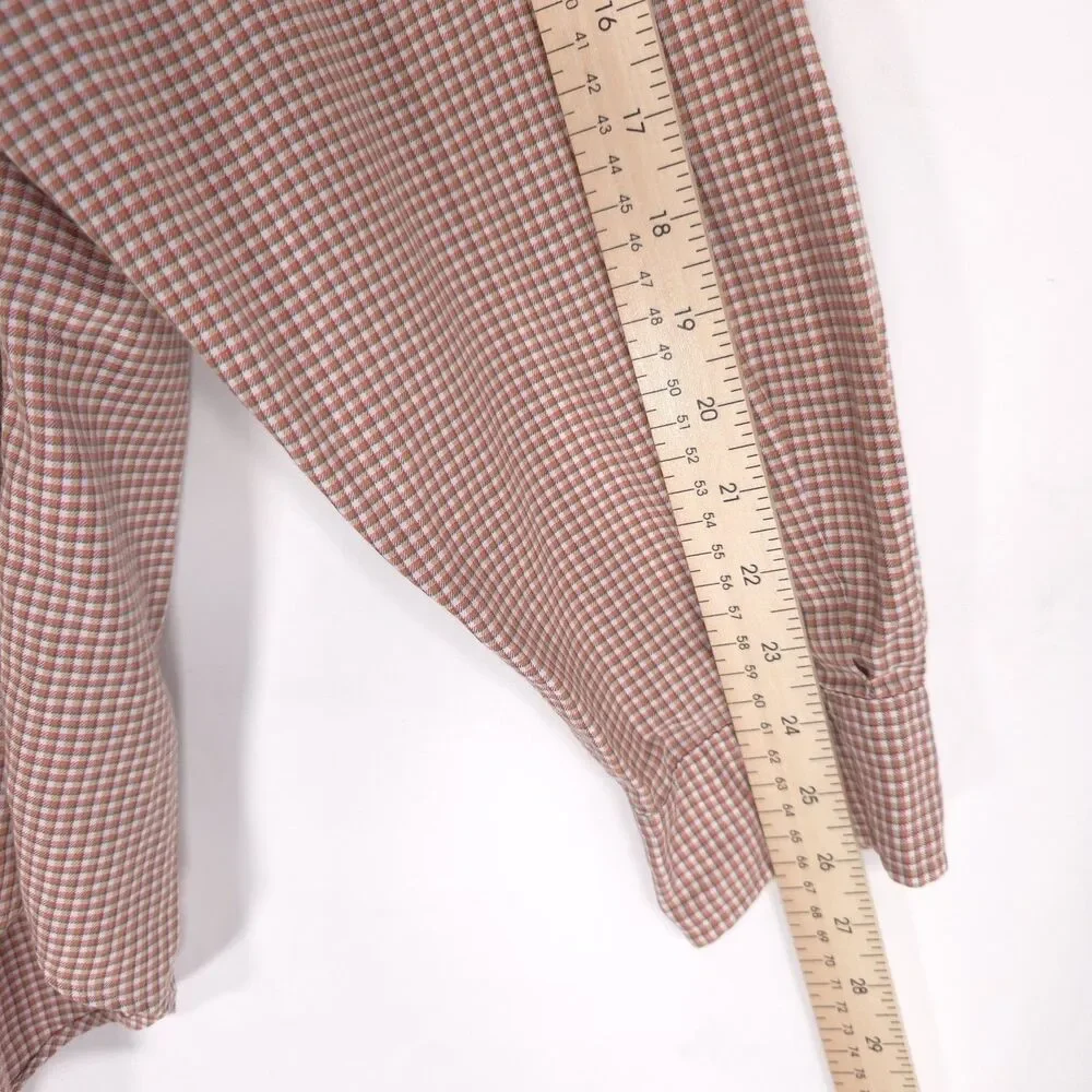 RALPH LAUREN Vintage HONG KONG Yarmouth‎ Cotton Check Tan Brown Shirt MEDIUM